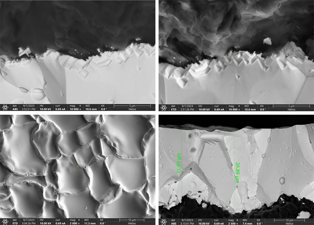 Tantalum carbide TaC txheej nyob rau hauv ib qho kev sib txuas ntawm microscopic
